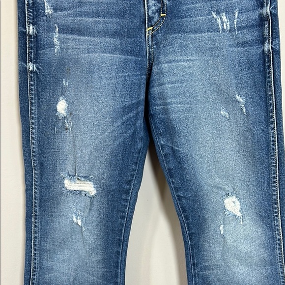 AMO Bex Jean Dreamer Destroy Distressed Boot Cut Revolve Raw Hem Sz 25 NEW - Picture 7 of 15